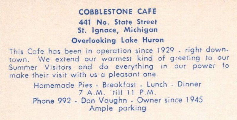 Cobblestone Cafe - Vintage Postcard (newer photo)